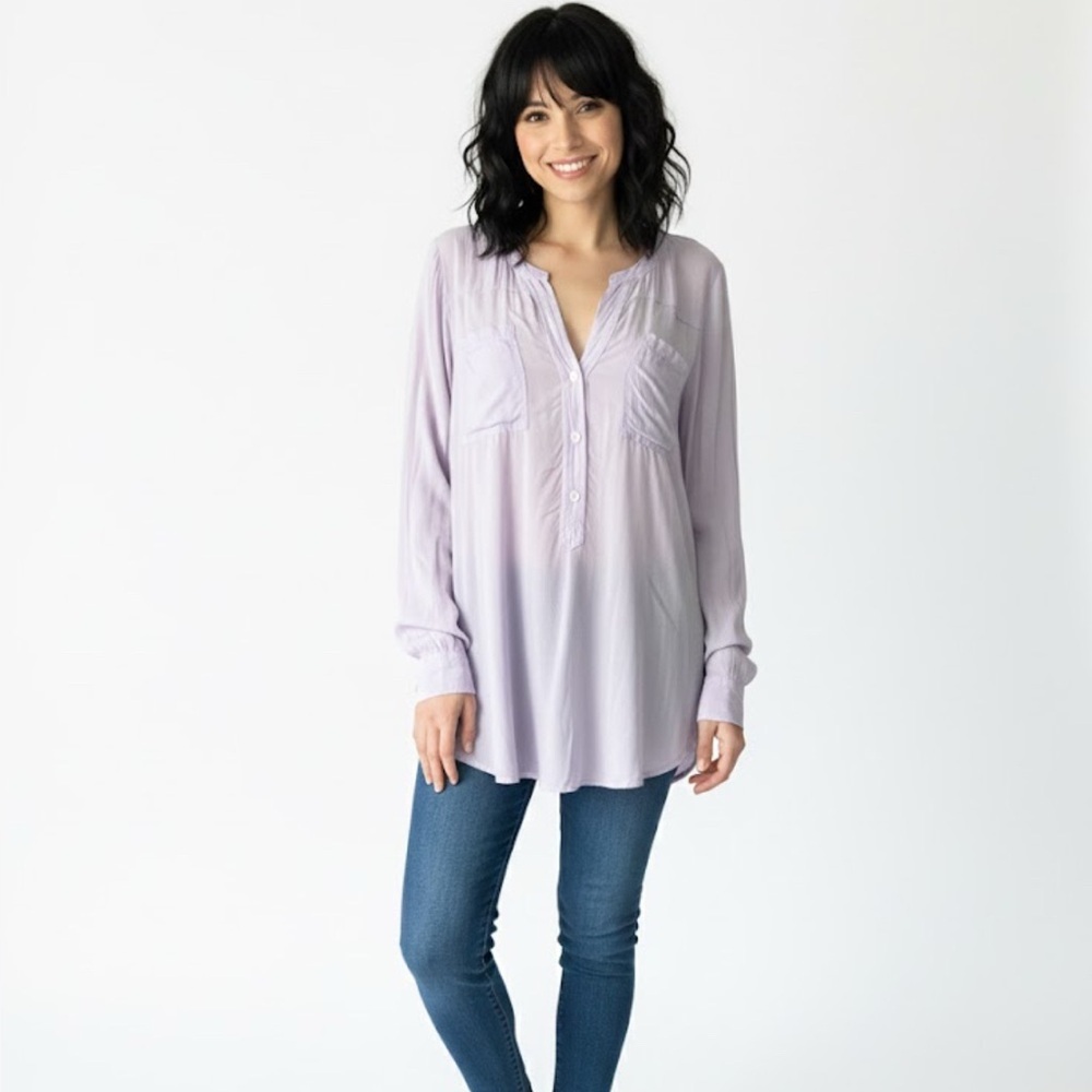 Velvet Lilac Button-Up Tunic Sz M